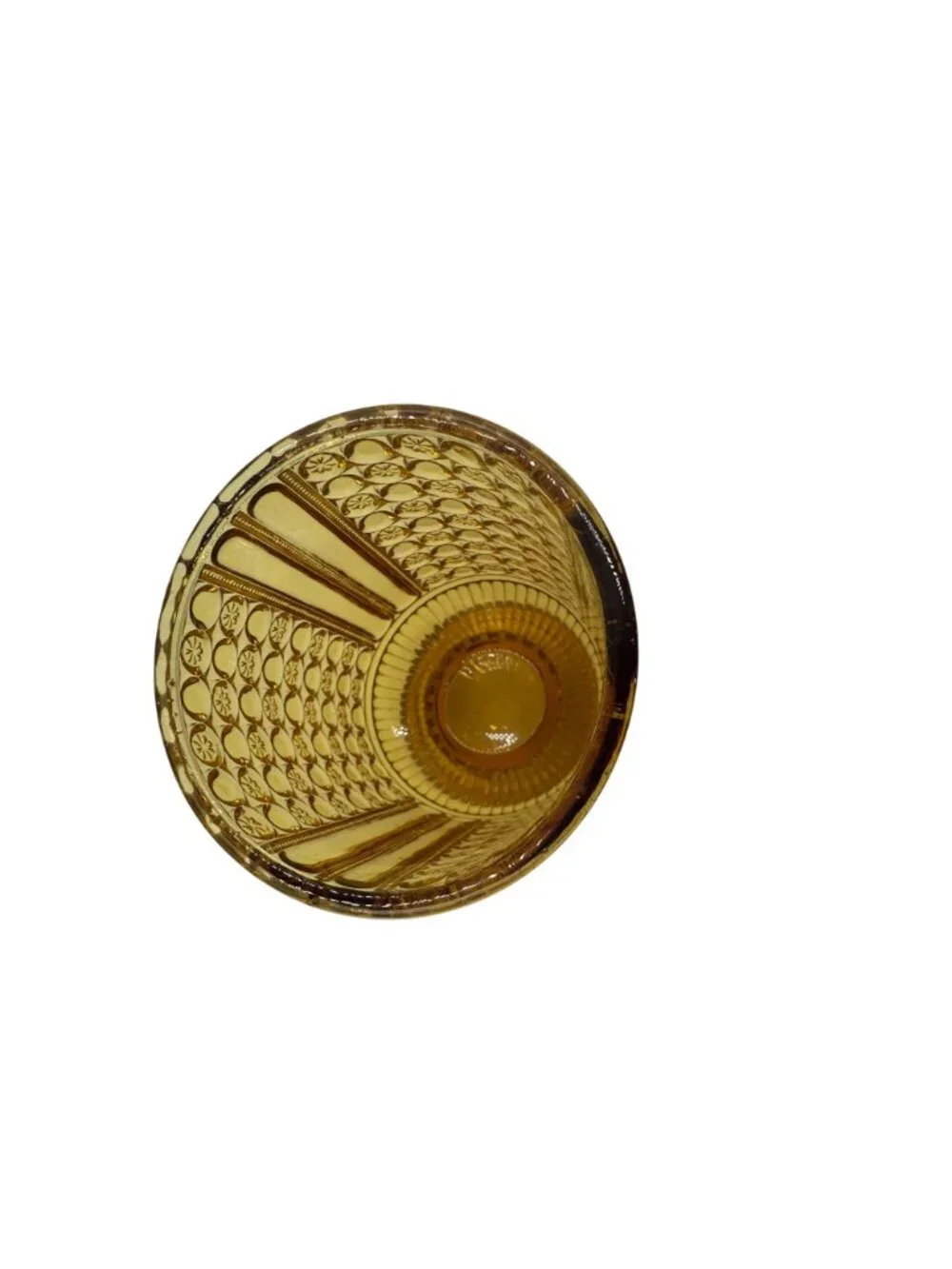 Richards & Hartley Amber Glass Spooner Buttons & Bars EAPG Three Panel Antique